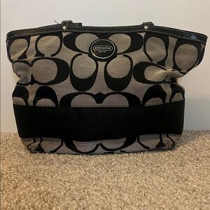 Coach Monogram Black and Gray Shoulder Bag